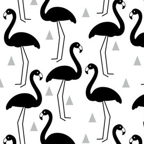black flamingos on white