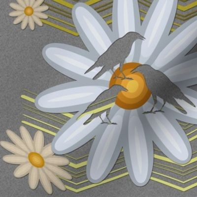 Cut out Daisies and Birds over Paper