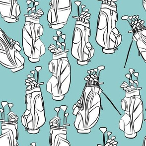 Golf Bags on Light Blue