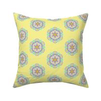 Twinkling Hexagon Flowers on Buttery Yellow