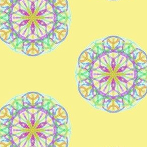 Twinkling Hexagon Flowers on Buttery Yellow