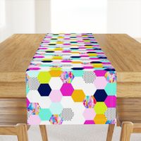 Colorful Hexagon Cheater Quilt Wholecloth 