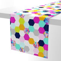 Colorful Hexagon Cheater Quilt Wholecloth 