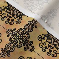 French Country | Ornate Filigree on Gold Watercolor