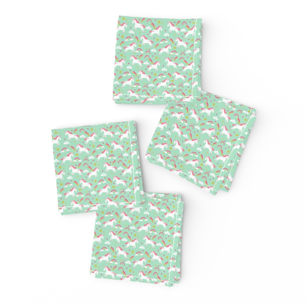 unicorn fabric pink and mint magical unicorn design