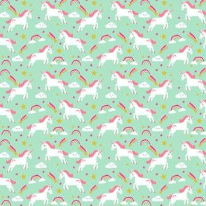 unicorn fabric pink and mint magical unicorn design