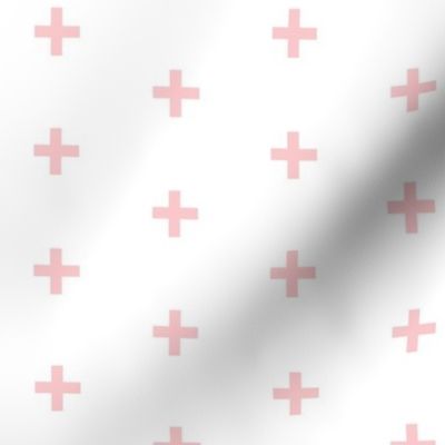 Swiss Cross - pink on white