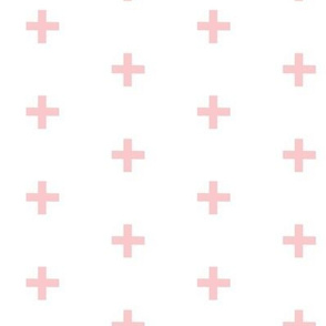 Swiss Cross - pink on white