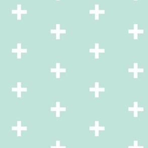 Swiss Cross - White on mint - 