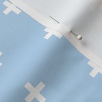 Swiss Cross - white on baby blue plus