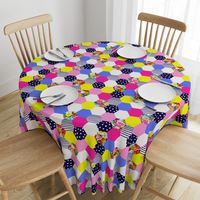 Neon Floral Hexie Cheater Quilt Wholecloth