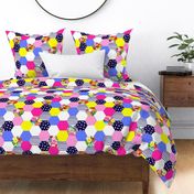 Neon Floral Hexie Cheater Quilt Wholecloth