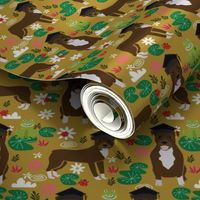 Pitbull frogs graduation dog breed fabric 