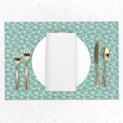 Tropical aqua blue and pink pineapple summer fruit geometric arrow pattern print XS Flipped rotated