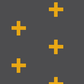 Large Cross - gold on grey - modern plus