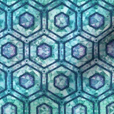 Cubed Marble Hexagons on Teal