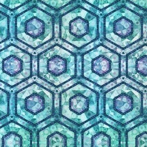 Cubed Marble Hexagons on Teal