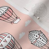 hot air balloon fabric // light pink nursery girls sweet vintage retro illustration by andrea lauren