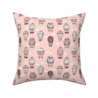 hot air balloon fabric // light pink nursery girls sweet vintage retro illustration by andrea lauren