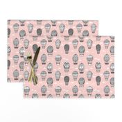 hot air balloon fabric // pink and grey nursery girls sweet vintage retro illustration by andrea lauren