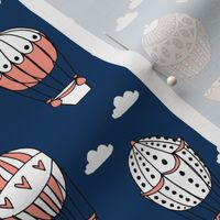 hot air balloon fabric // navy and coral nursery girls sweet vintage retro illustration by andrea lauren