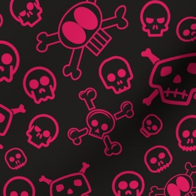 Cartoon Skull & Crossbones - Red Skulls Background