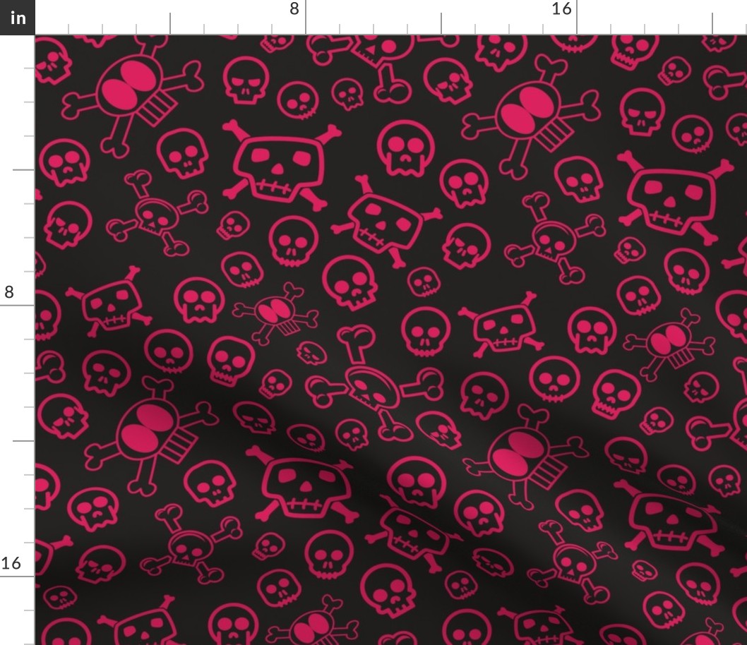 Cartoon Skull & Crossbones - Red Skulls Background