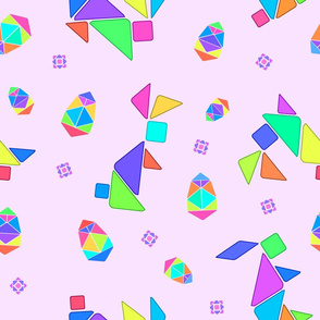 Tangram Easter Bunnies & Flowers