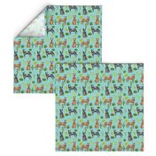australian cattle dog fabric blue and red heelers cactus fabric - blue tint