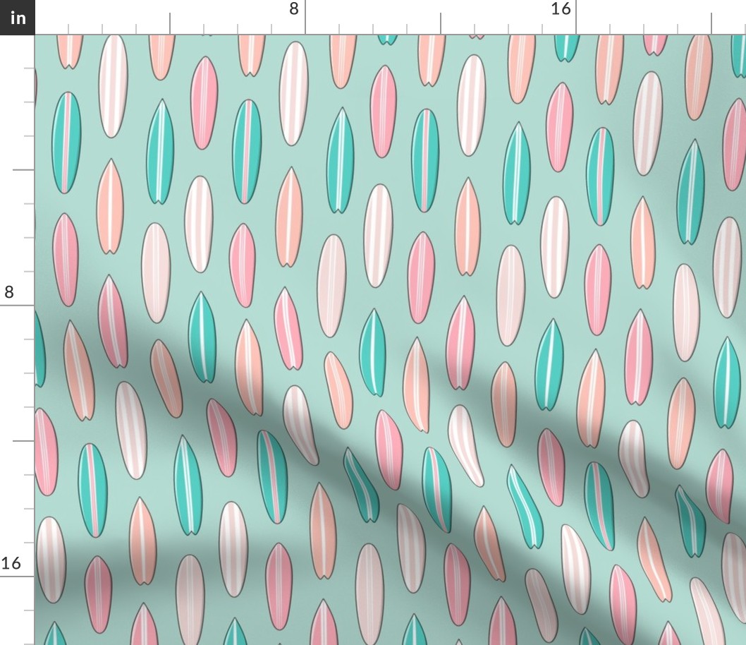 surfboards - multi pink on dark mint