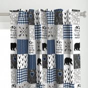 To The Mountains - Wholecloth Cheater Quilt - Navy