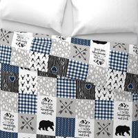 To The Mountains - Wholecloth Cheater Quilt - Navy
