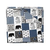 To The Mountains - Wholecloth Cheater Quilt - Navy