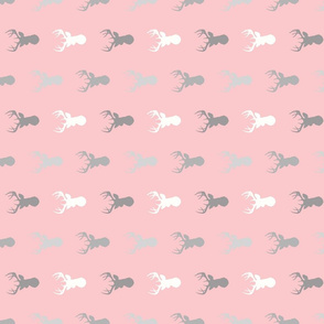 Deer - Half Scale Rotated - Meadow Sunrise - grey on pink