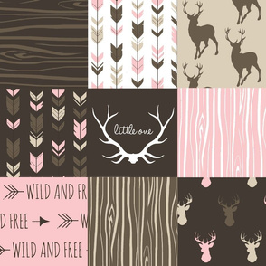 Patchwork Deer - Cocoa and Pink