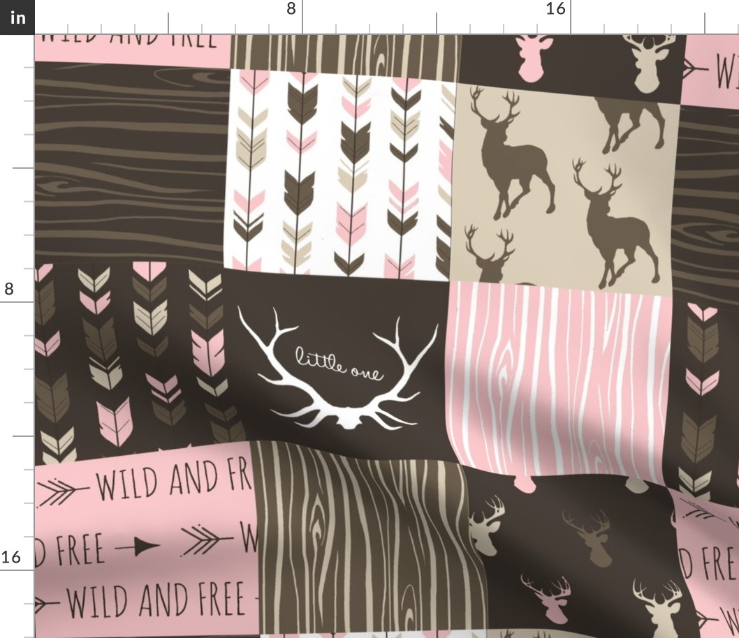 Patchwork Deer - Cocoa and Pink