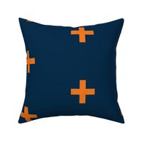 Large Crosses - Orange on navy