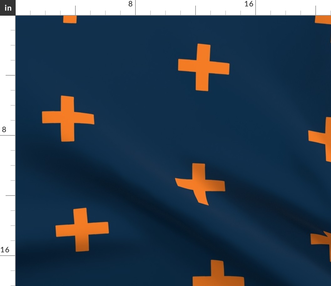 Large Crosses - Orange on navy