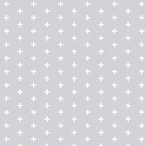 Tiny Crosses - 1/3" plus - white on grey