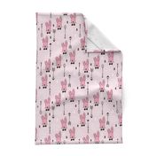 Cool hipster white bunny and geometric arrows spring easter design in pink and dusty blush for girls