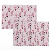 Cool hipster white bunny and geometric arrows spring easter design in pink and dusty blush for girls