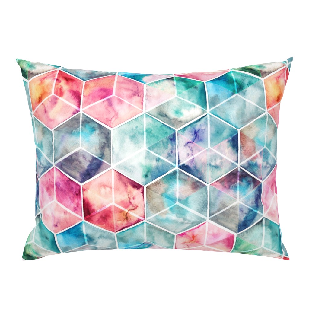 Translucent Watercolor Hexagon Cubes large version