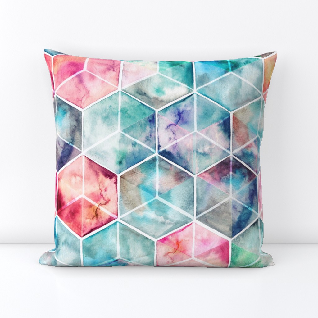 Translucent Watercolor Hexagon Cubes large version