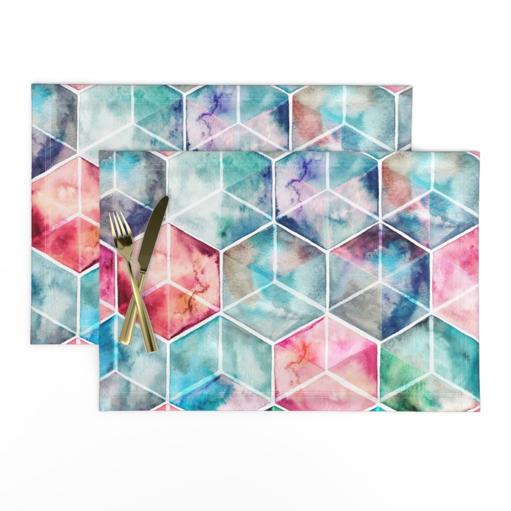 Translucent Watercolor Hexagon Cubes large version