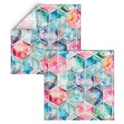 Translucent Watercolor Hexagon Cubes large version