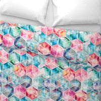 Translucent Watercolor Hexagon Cubes large version