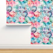 Translucent Watercolor Hexagon Cubes large version