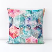 Translucent Watercolor Hexagon Cubes large version