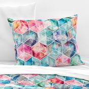 Translucent Watercolor Hexagon Cubes large version