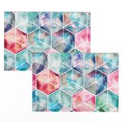 Translucent Watercolor Hexagon Cubes large version